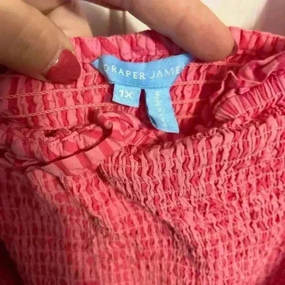 Draper James Pink Stripe Cam Smocked Dress Women’s 1X - Picture 2 of 5